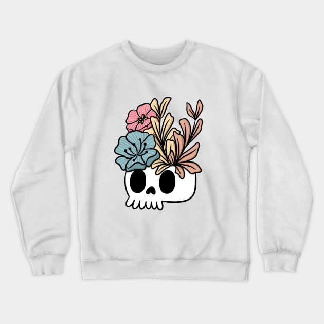 Skull and Flowers Crewneck Sweatshirt by Nightly Crafter